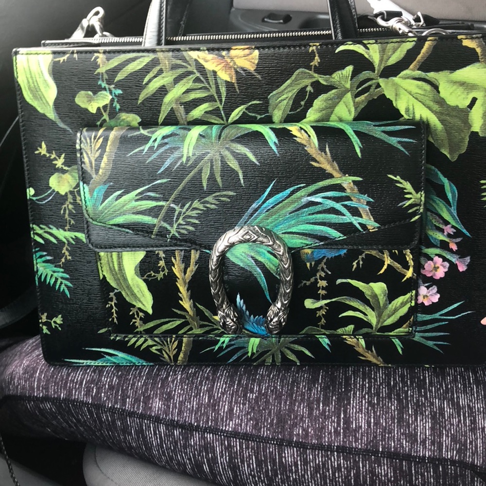 Gucci Tropical Dionysus Leather Black/Multi tote